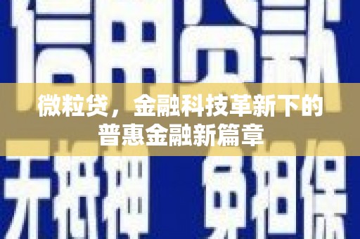 鄯善微粒贷，金融科技革新下的普惠金融新篇章