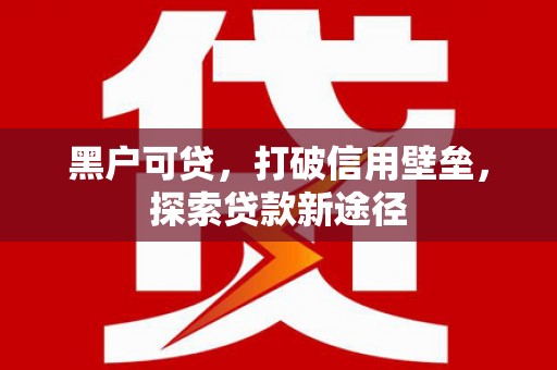 鄯善黑户可贷，打破信用壁垒，探索贷款新途径