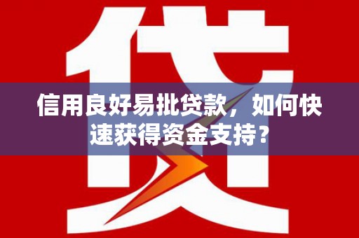 鄯善信用良好易批贷款，如何快速获得资金支持？