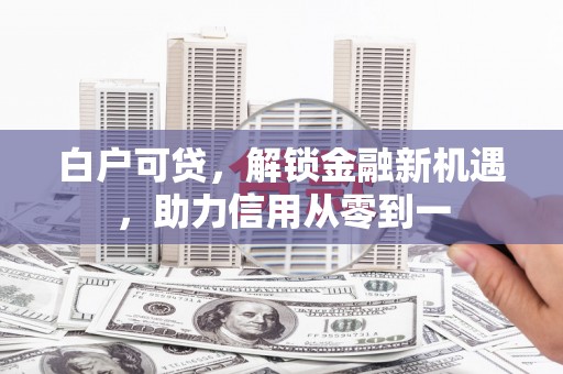 鄯善白户可贷，解锁金融新机遇，助力信用从零到一