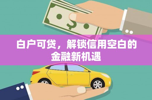 鄯善白户可贷，解锁信用空白的金融新机遇
