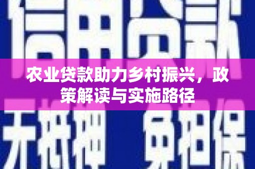 鄯善农业贷款助力乡村振兴，政策解读与实施路径