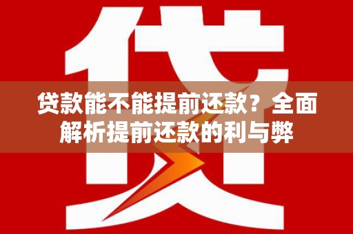 鄯善贷款能不能提前还款？全面解析提前还款的利与弊