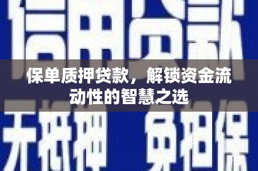 鄯善保单质押贷款，解锁资金流动性的智慧之选